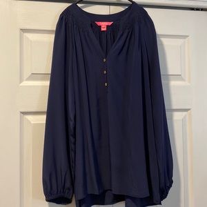 NAVY XL ELSA LILLY PULITZER TOP WITH GOOD BUTTONS - like new! Worn once.